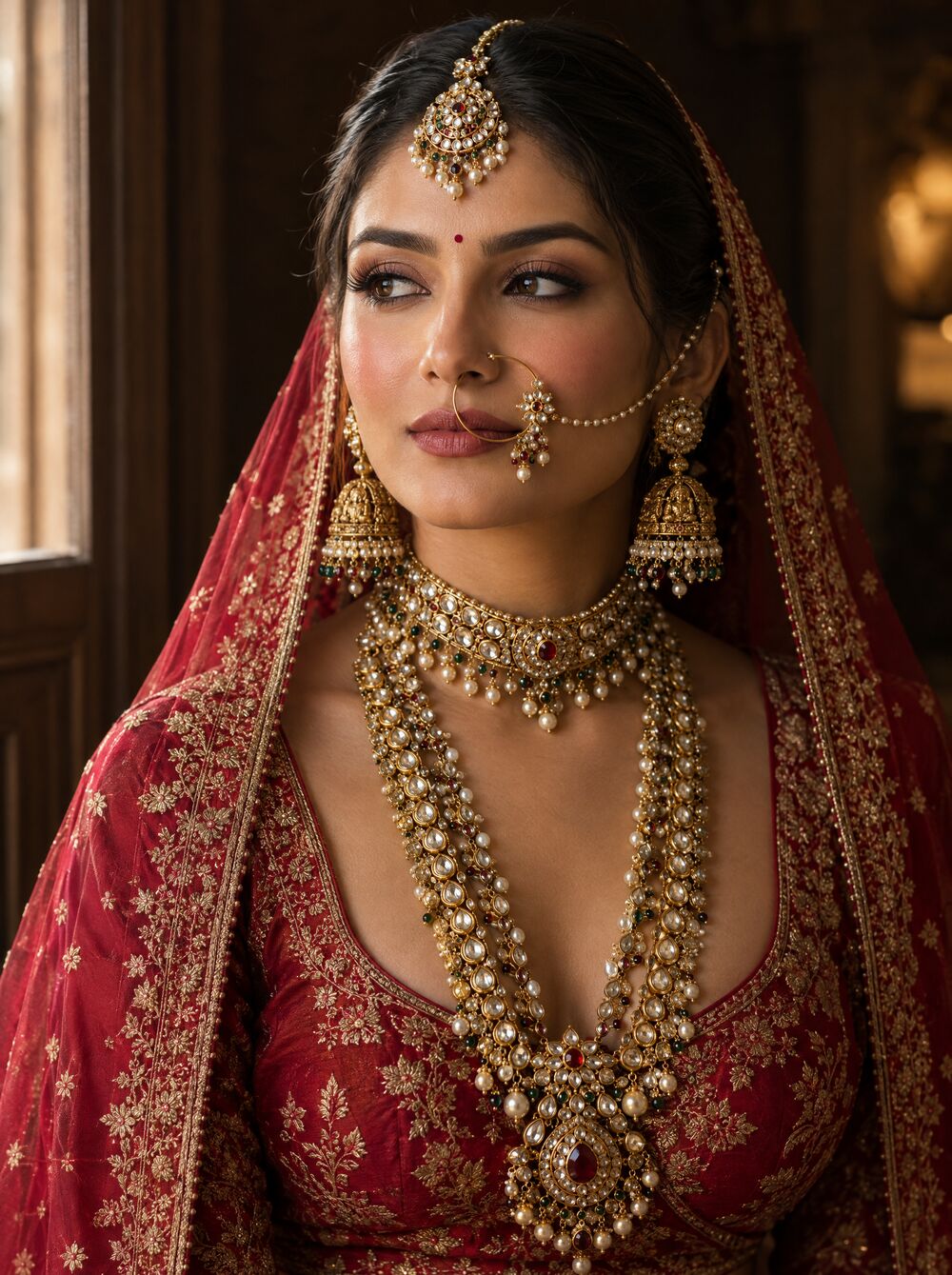 A bride wearing the Aurelia kundan bridal set