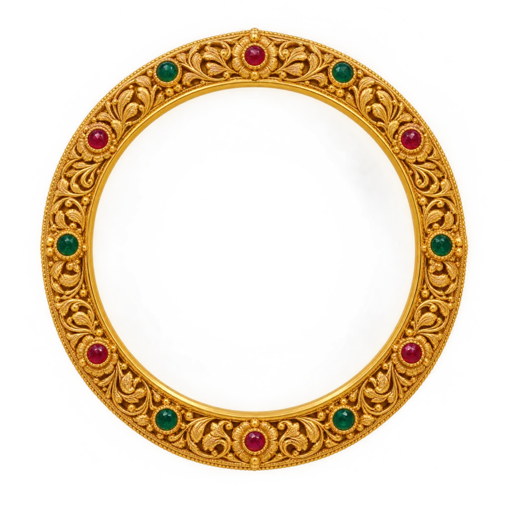 Rani Kada, 22K gold bangle, top view